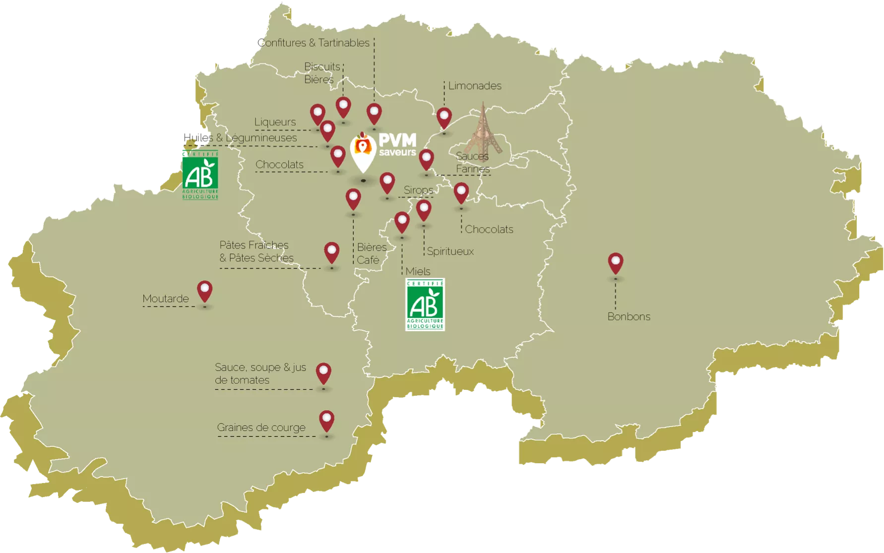 Carte des producteurs PVM saveurs